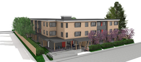 Rendering of the exterior of 1582 Balmoral in Comox.