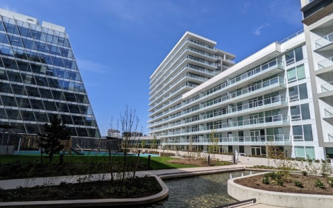 Large, modern apartment building at 6320 and 6328 No. 3 Road in Richmond.