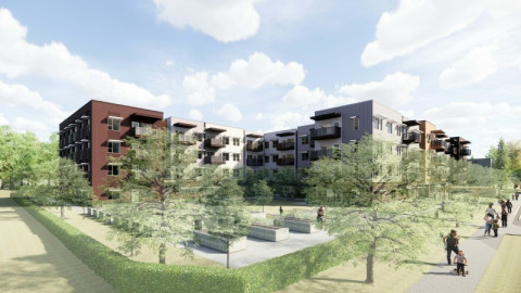 Rendering of Kingston Gardens low-rise affordable rental apartments.