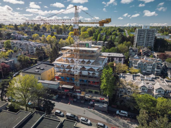 Aerial view of a building under construction