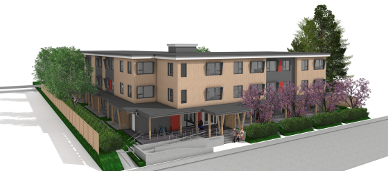 Rendering of the exterior of 1582 Balmoral in Comox.
