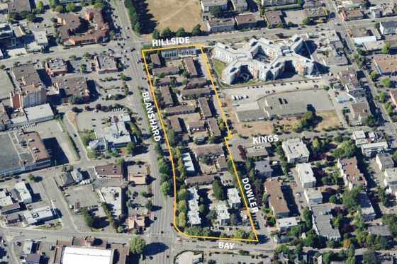 Aerial view of the current Evergreen Terrace development.