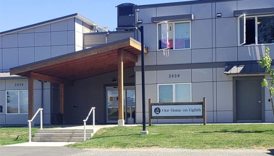 Exterior of Our Home on Eighth, a modular supportive housing development in Port Alberni, B.C.